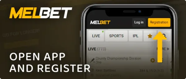 Open Melbet app and register